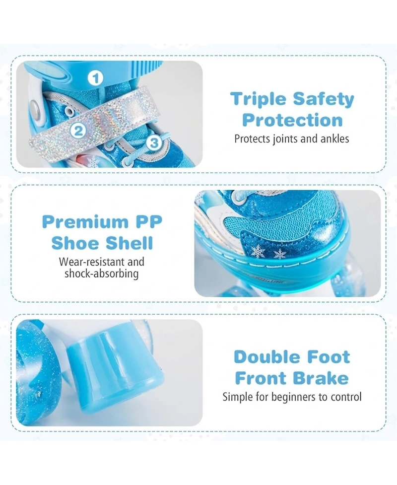 Hongge Kids Quad Roller Skates with Light-Up Wheels and Safety Straps