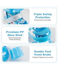 Hongge Kids Quad Roller Skates with Light-Up Wheels and Safety Straps