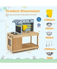Hongge Canopy Mud Kitchen with Water Tank and Faucet, Ages 3+