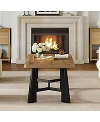 Tribesigns 47.24" Rectangular Coffee Table, Farmhouse Industrial Center Table with Wide Trapezoidal Legs for Living Room