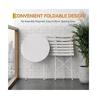 homfan Bistro Chairs Set of 2 – Folding Patio with Premium Metal Frame, Indoor/Outdoor Portable Seating for Balcony Yard Garden
