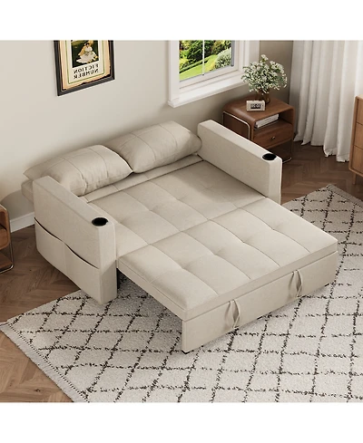Aecojoy 63" Sleeper Chair Bed 3-in-1 Pull Out Loveseat Sofa with Adjustable Backrest