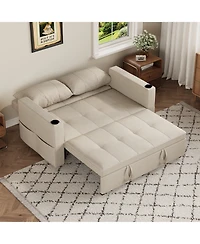Aecojoy 63" Sleeper Chair Bed 3-in-1 Pull Out Loveseat Sofa with Adjustable Backrest