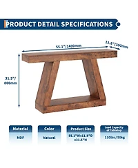 homfan 55" 2-Tier Industrial Console Table with Open Shelf