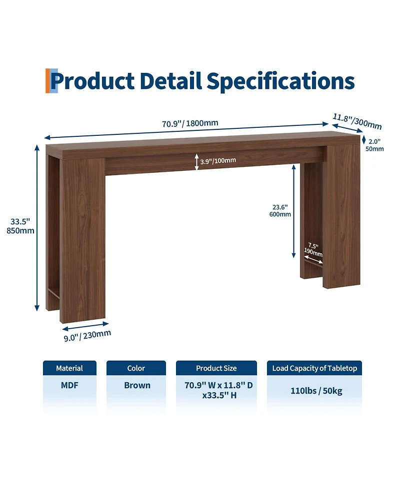 homfan 70.9" Farmhouse Console Table