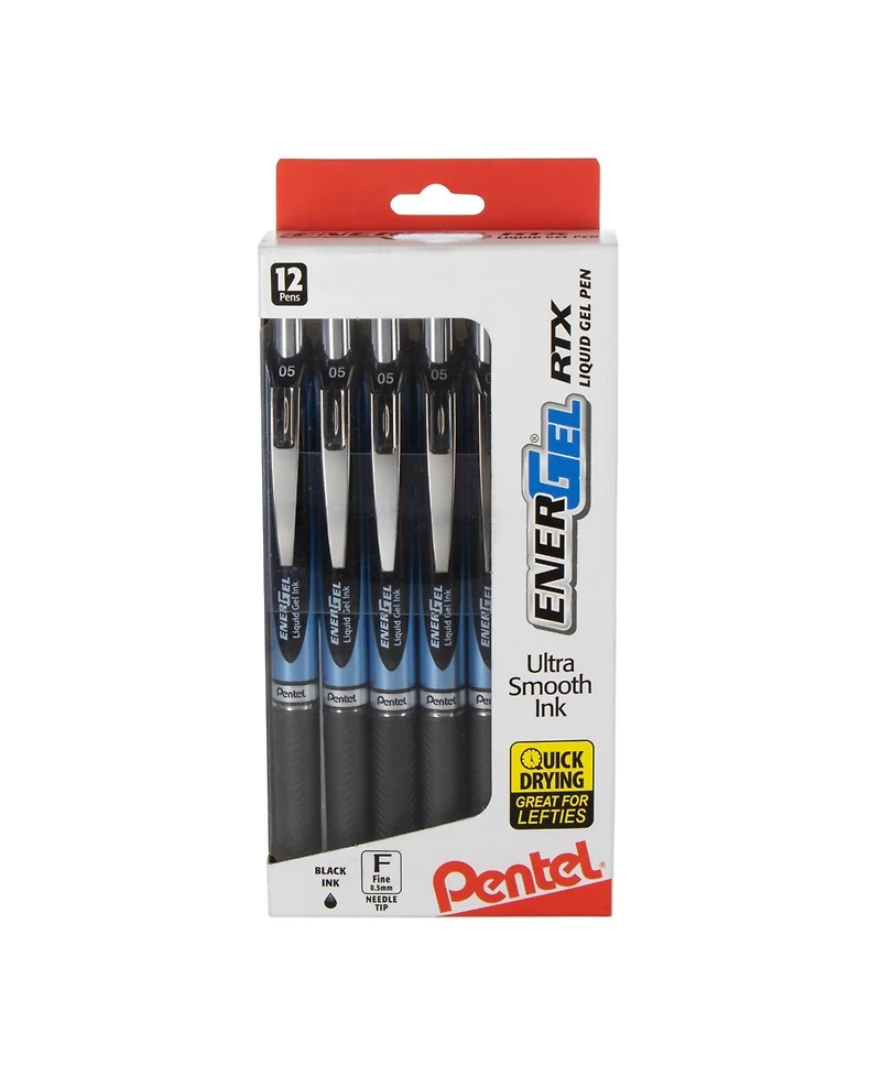 Pentel EnerGel Rtx 0.5mm Window Box Needle Tip 12ct.