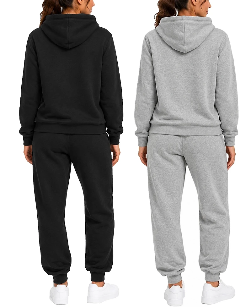 Blu Rock Women's Studio Jk Loose Fit Soft Fleece Cotton Blend Pullover Hoodie and Sweatpants Jogging Set (2 Full Sets)
