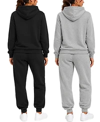Blu Rock Women's Studio Jk Loose Fit Soft Fleece Cotton Blend Pullover Hoodie and Sweatpants Jogging Set (2 Full Sets)