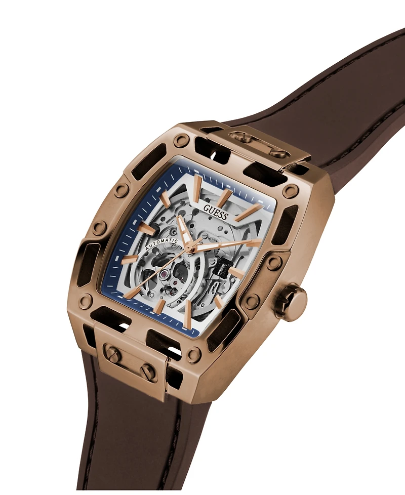 Guess Men's Quartz Brown Silicone Watch 43 mm x 42 mm