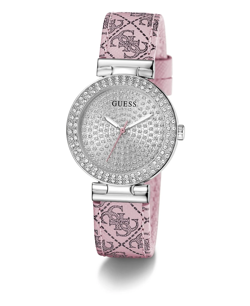 Guess Women's Quartz Pink Genuine Leather Watch 32mm