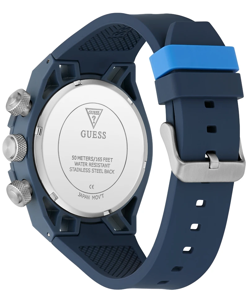 Guess Men's Quartz Blue Silicone Watch 46mm