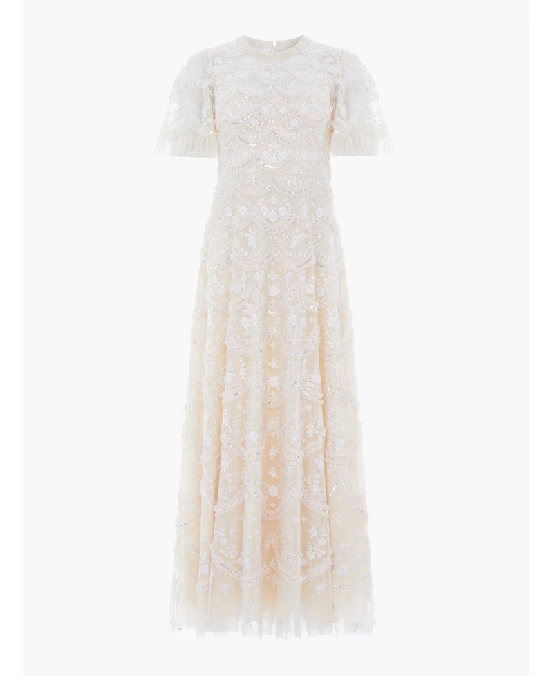 Needle & Thread Women's Lily Bloom Floral-Print Tiered Sequin Dress