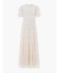Needle & Thread Women's Lily Bloom Floral-Print Tiered Sequin Dress