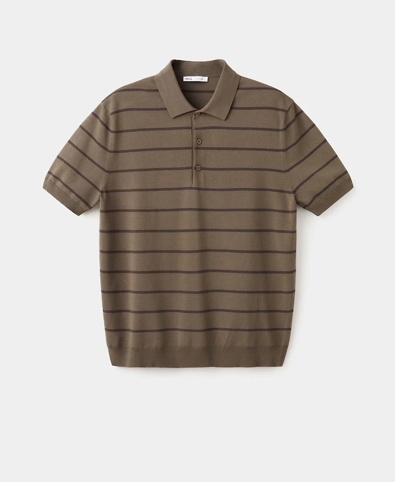 Mango Men's Striped Fine-Knit Polo Shirt