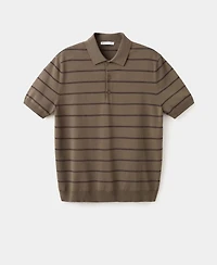 Mango Men's Striped Fine-Knit Polo Shirt