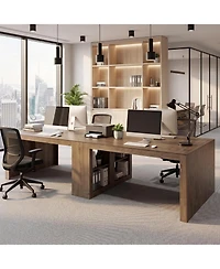 Tribesigns 78.7" Home Office Desks, 2 Person Desk, Extra Long Desk with Shelves, Modern Farmhouse Executive Desk with Middle Storage Shelf