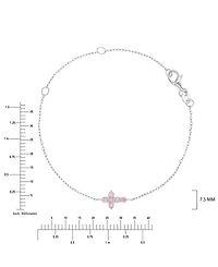 Macy's Rhodium Over Sterling Silver Pink Cubic Zirconia Cross Bracelet