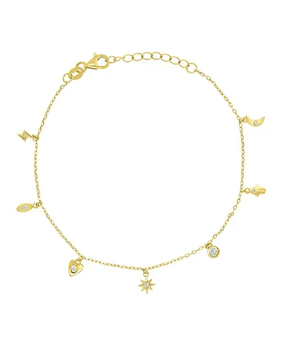 Macy's 14k Gold Over Sterling Silver Cubic Zirconia Heart Hamsa Bracelet