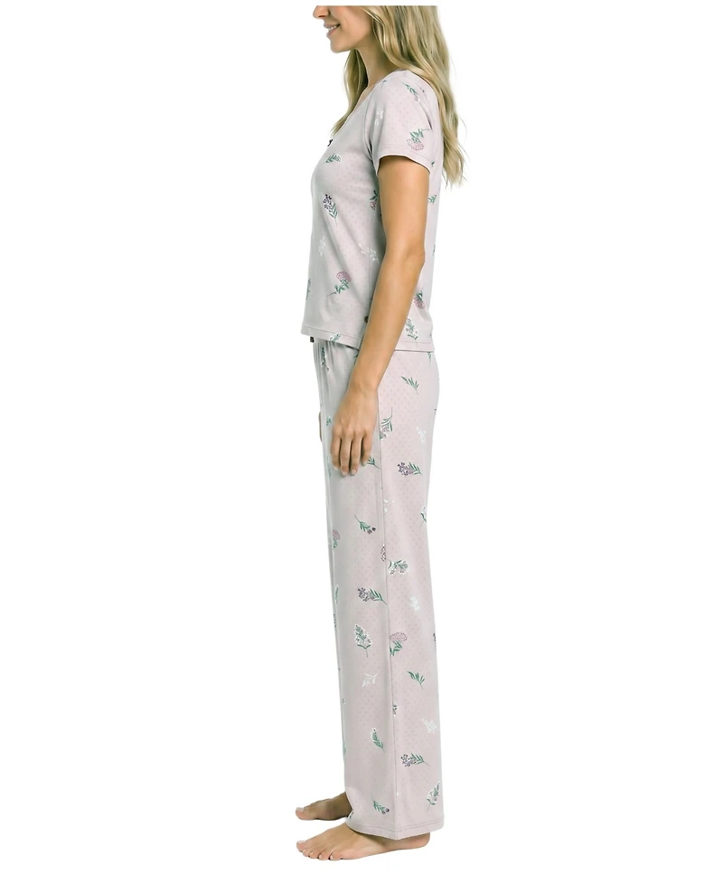 Sincerely Jules Women's Brushed Pointelle Square Neck Top & Pants, 2-Piece Set