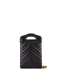 Pre-Owned Gucci Mini Gg Marmont Top Handle Convertible Chain Tote Matelasse Leather