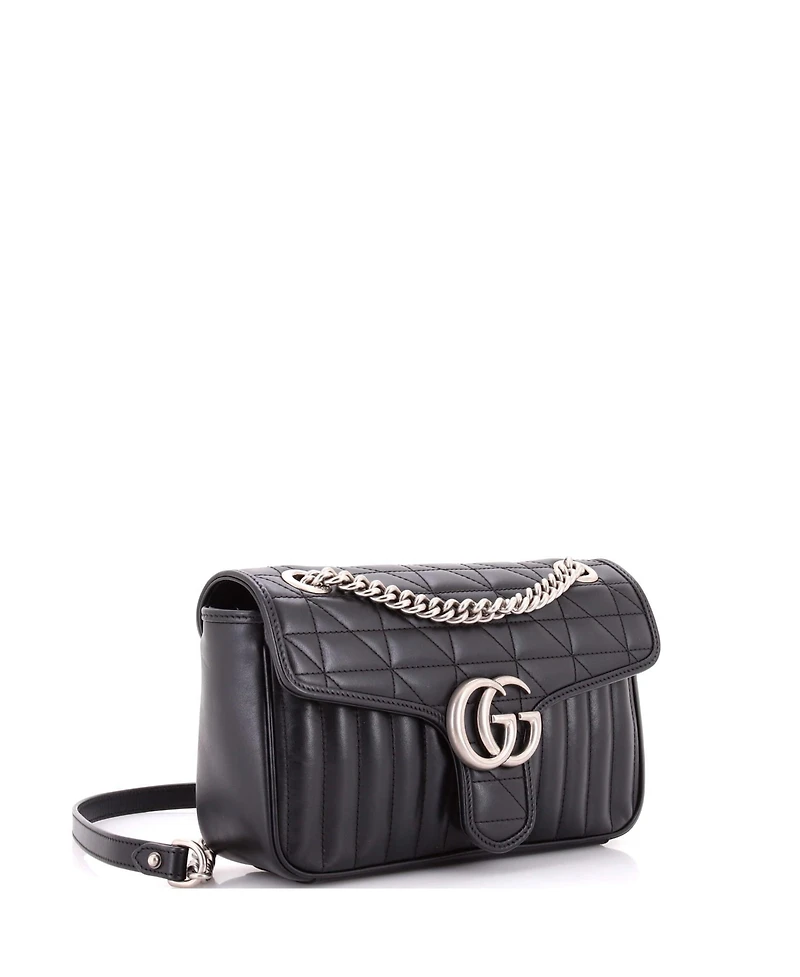 Pre-Owned Gucci Small Gg Marmont Flap Bag Mixed Matelasse Leather
