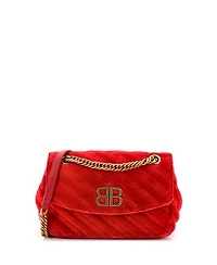 Pre-Owned Balenciaga Small Bb Chain Round Shoulder Bag Quilted Velvet
