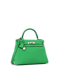 Pre-Owned Hermes Kelly 28 Handbag Green Togo with Palladium Hardware