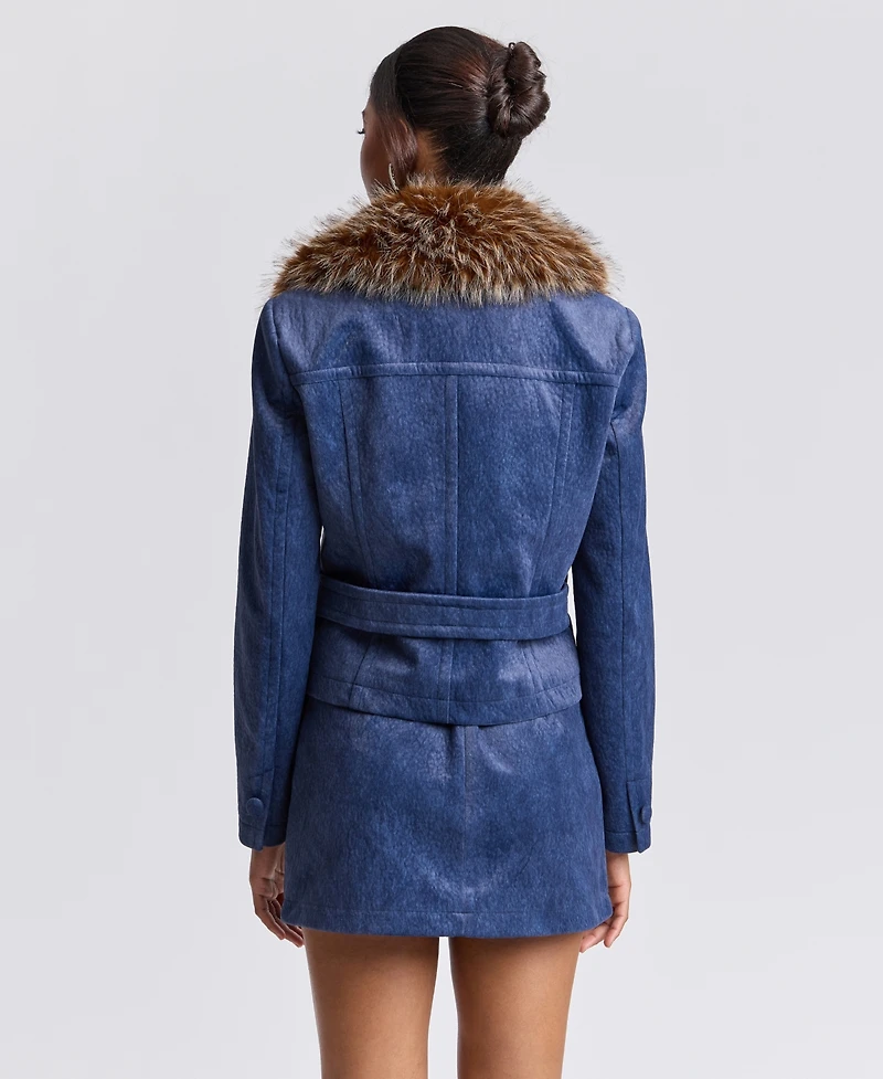 Avec Les Filles Women's Spread Collar Shrunken Coat