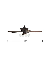 Casa Vieja 60" Montego Industrial Rustic Indoor Ceiling Fan Led Light Frosted Glass for Living Kitchen Home