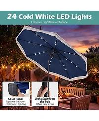 Gouun 10 Feet Solar Patio Umbrella with 24 Led Lights and Tassel Accent for Yard