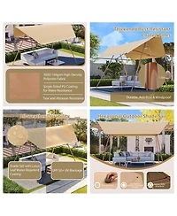 Asagikoiai Hexagonal Shade Outdoor Sail Canopy, Patio Uv Block Sun Shade Tent with Poles