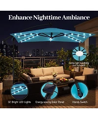 Gouun 8 x 8 Feet Square Solar Led Offset Cantilever Patio Umbrella