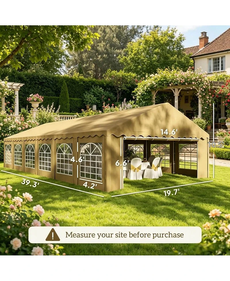 Asagikoiai 19.7 x 39.3 Feet Heavy Duty Party Tent, Large Outdoor Canopy Wedding Marquee with Windows