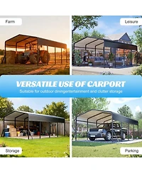 Asagikoiai 13x20 Feet Heavy-Duty Metal Carport with Reinforced Steel Roof for Car and Outdoor Storage