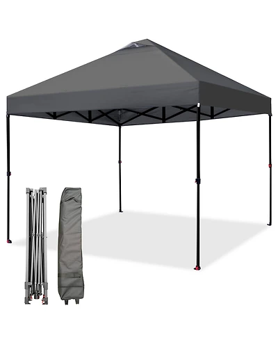 homfan 10x10 Pop Up Canopy Tent with One-Push Setup, Vent, Wheeled Bag, 4 Sandbags, 8 Stakes and 4 Ropes