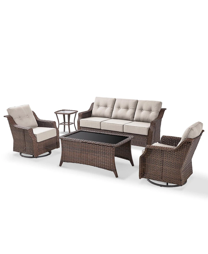 Pocassy 5-piece Outdoor Conversation Set With 6inch Thick Cushions