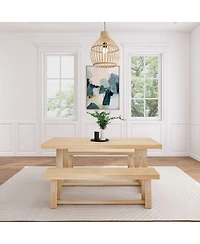 Plank+Beam Classic Solid Wood Dining Table Set with 2 Benches
