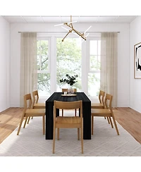 Plank+Beam 72" Modern Solid Wood Dining Table Set, Wirebrush, + 6 Chairs