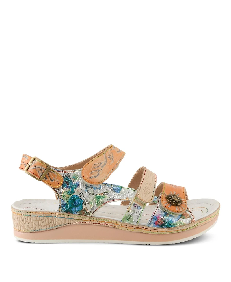 L'Artiste Women's Wedge Sandal with Ankle Strap
