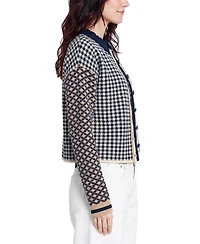 Central Park West Women's Marlo Mixed Check Plaid Long-Sleeve Cardigan