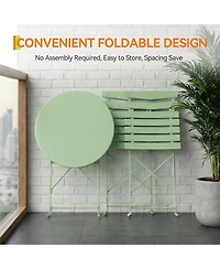 homfan 5-Piece Patio Bistro Set Folding Metal Frame Outdoor/Indoor Table and Chairs, No Assembly Needed, Space-Saving for Balcony Yard Garden