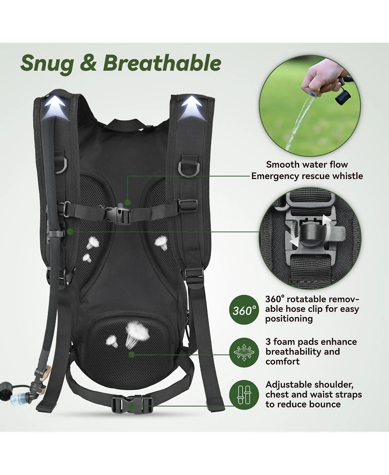 Piscifun Molle Hydration Pack With 3L Tpu Water Bladder For Outdoor Cycling Hiking Running