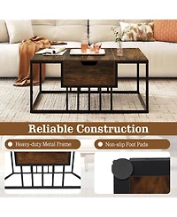 Sugift Lift Top Center Table with Hidden Storage Compartment and 23.5in Raised Workspace