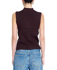 Central Park West Women's Birch Mock-Neck Ribbed Sleeveless Sweater