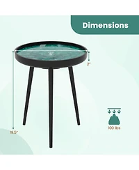 Sugift 16 in Mid-Century Modern End Table with Sea Shell Decoration and Epoxy Resin Finish