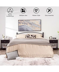 Costway Nightstand with Drawer Storage Shelf Wooden Bedside Sofa Side Table