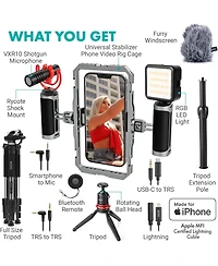 Movo iFilmer-pro Dual Grip Smartphone Rig with VXR10 Shotgun Microphone for iPhone and Android