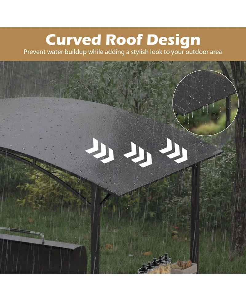 Gouun Outdoor Grill Gazebo Bbq Canopy with Metal Frame and Shelves