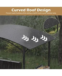 Gouun Outdoor Grill Gazebo Bbq Canopy with Metal Frame and Shelves