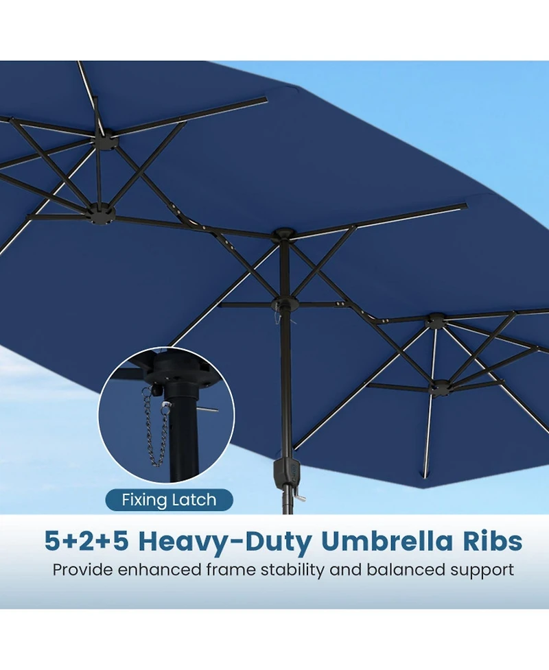 Gouun Double-Sided Patio Umbrella with Color-Changing Solar Led Lights